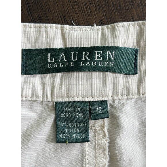 Lauren Ralph Lauren Utility Pants Women 12 Khaki Ripstop Adjustable Snap Ankle - Picture 6 of 7